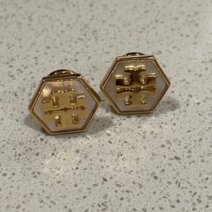 Tory Burch hexagonal mother of pearl studs
